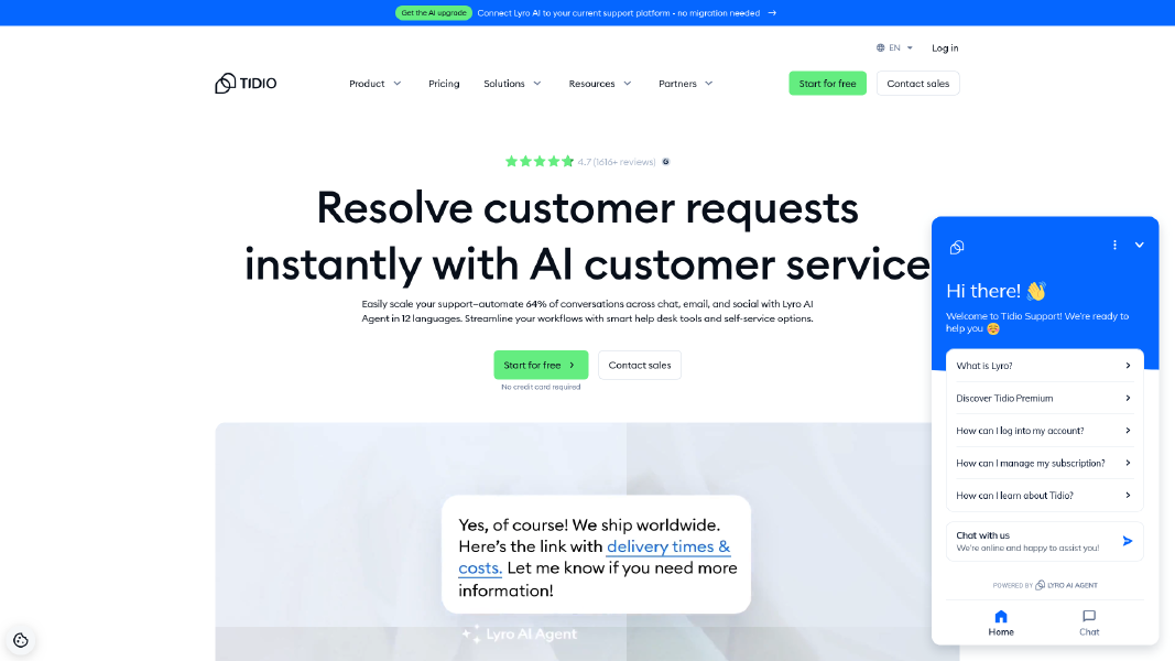 Tidio Homepage